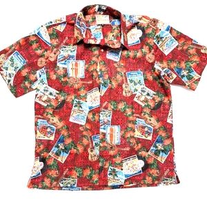 VTG Reyn Spooner Mele Kalikimaka Hawaiian Shirt Mens XL Holiday Reverse Print